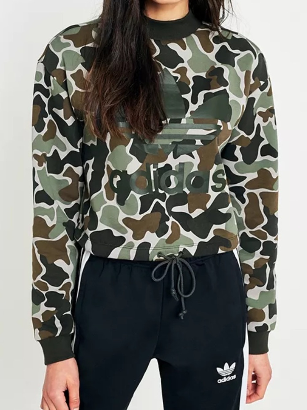 NWOT • Adidas Originals Camouflage Cropped Trefoil Sweatshirt •